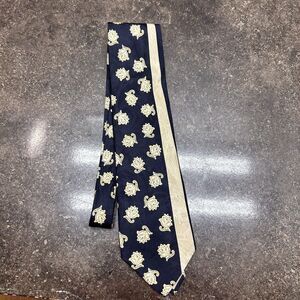 CANALI Men's 100% Silk Necktie ITALY Luxury Designer FLORAL Navy/Gold EUC